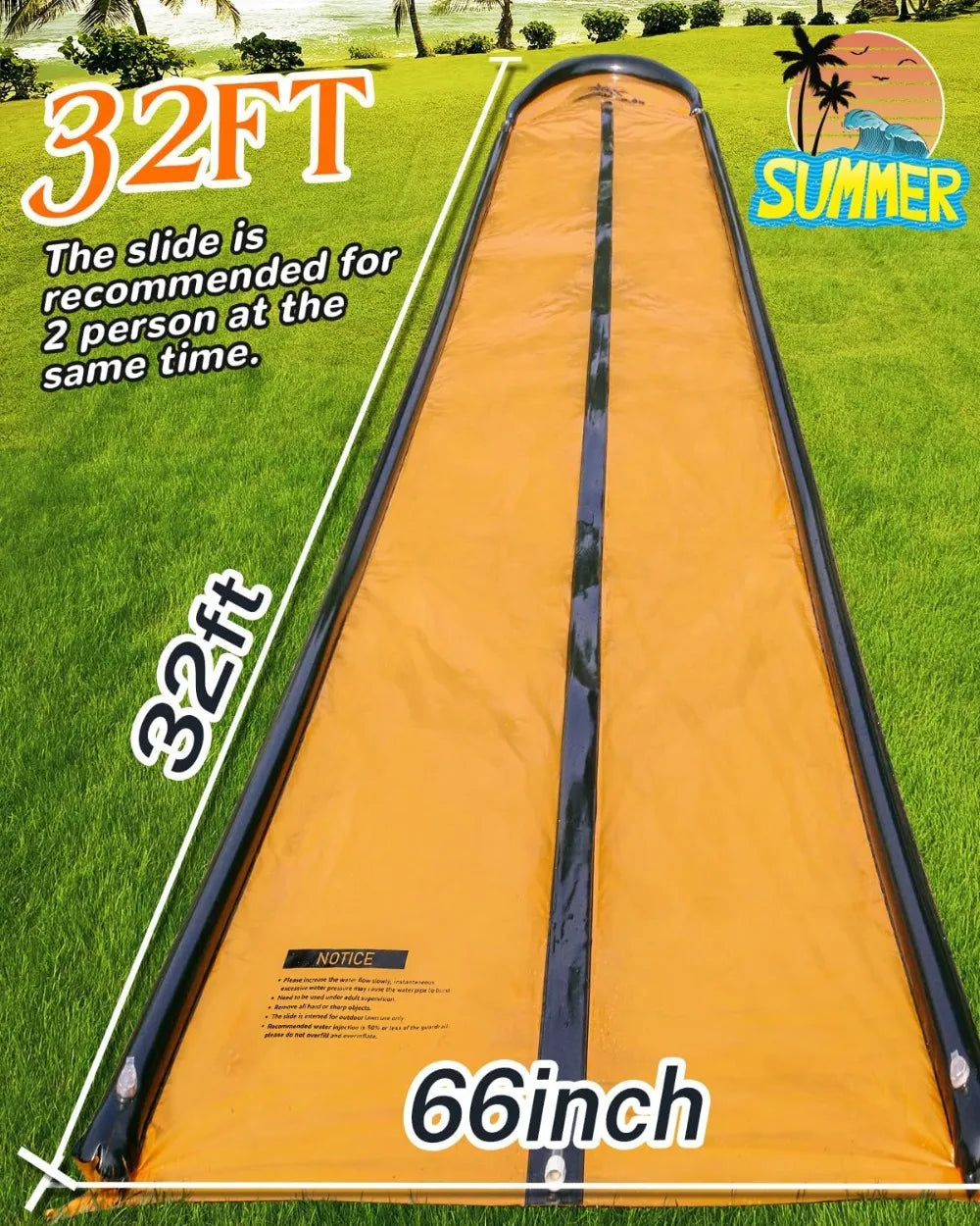 32ft Slip Water Slide for Kids & Adults, Extra Long