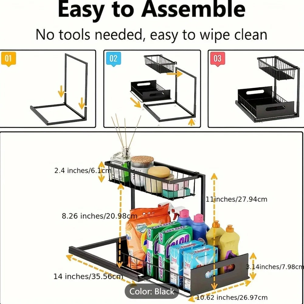 [Sliding Pull-out Cabinet Rack] 1/2pcs