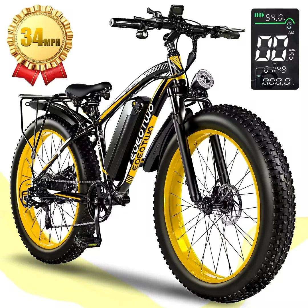 1500W Fat Tire Electric Bike for Adults 26"x4.0 All Terrain Ebike 34MPH Fast Mountain E-Bike 48V Long Range Snow Beach Bicycle