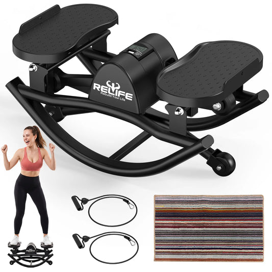 Lateral Rocking Stepper with Resistance Bands