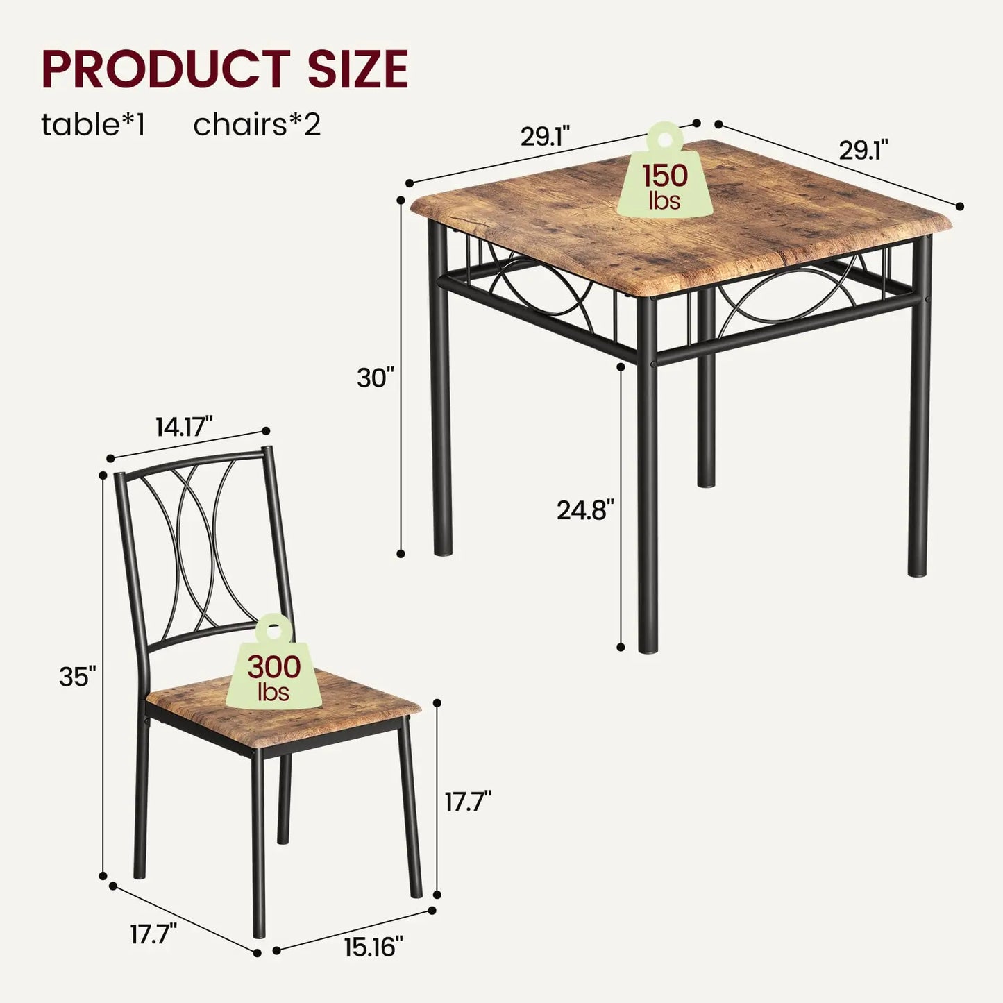 3-Piece Dining Table Set