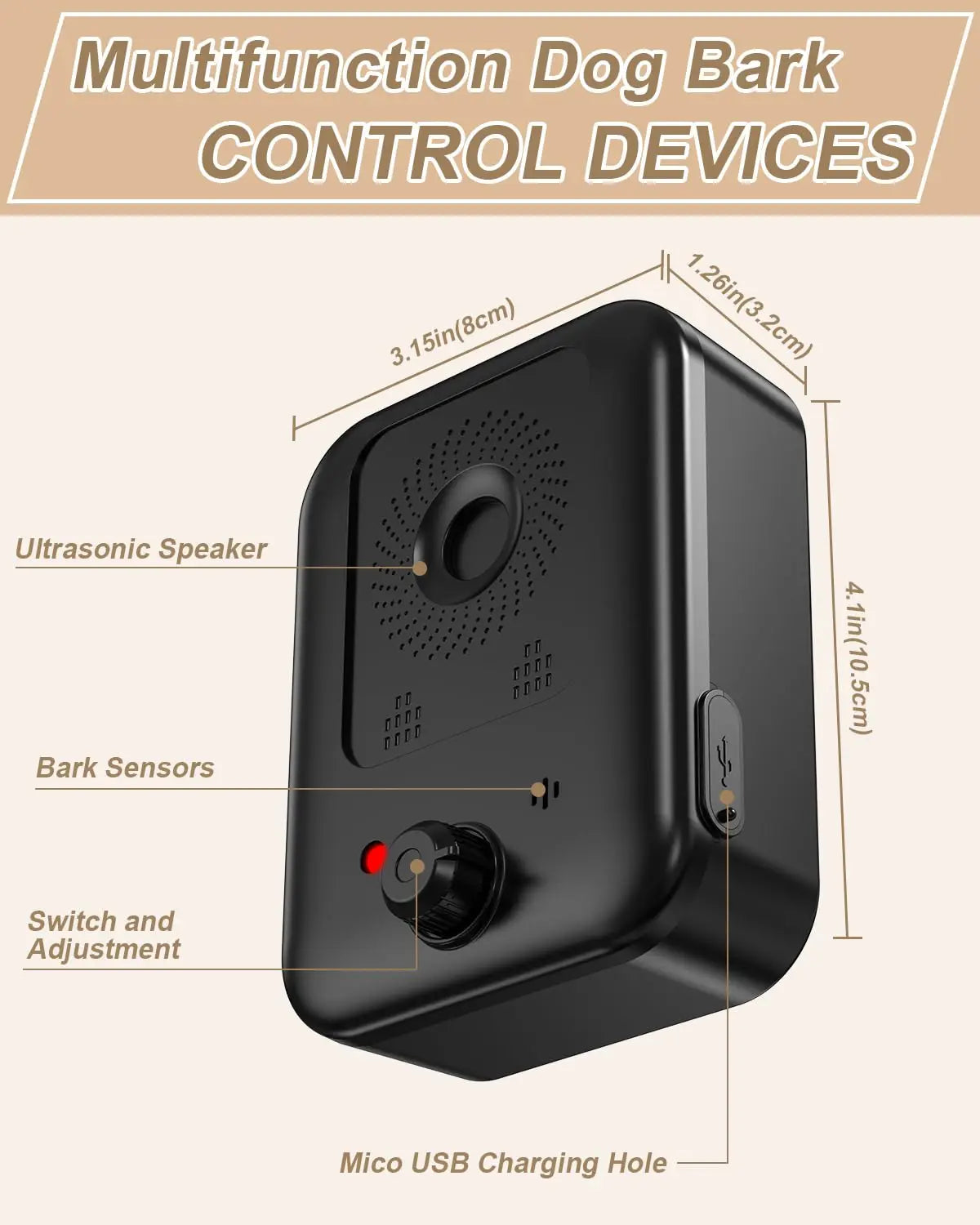 rechargeable ultrasonic dog barking deterrent
