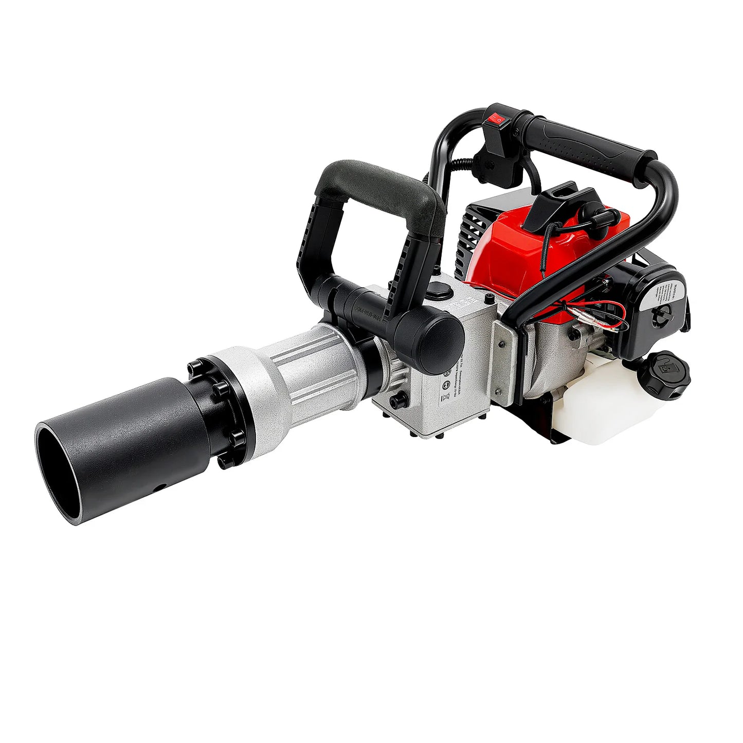 32.7cc 2-Stroke Engine Piling Machine, 2-in-1 Gas Powered T-Post Driver with Breaker Chisel, for Fence Post Driving, Demolition
