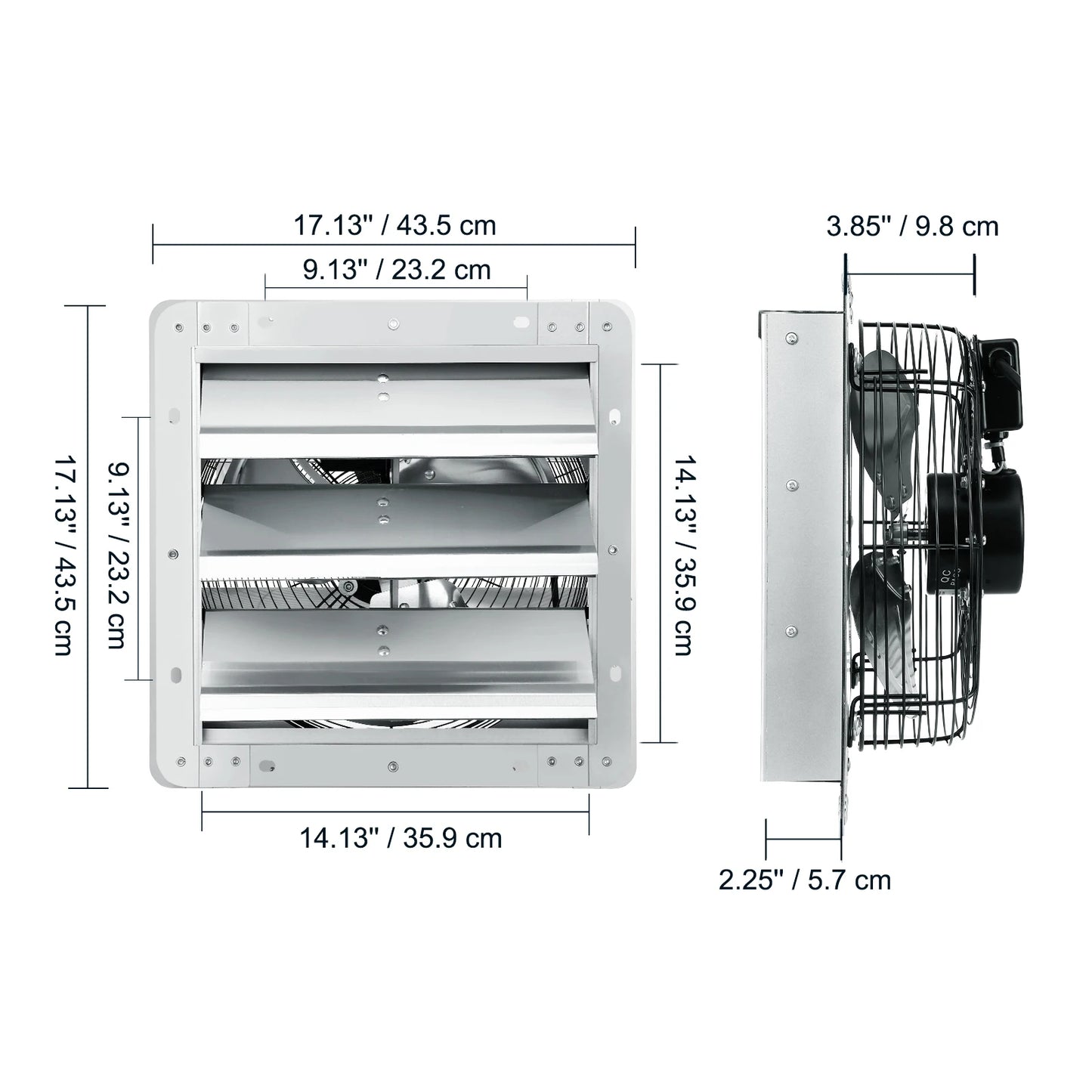 Wall Mount Attic Shutter Exhaust Fan AC