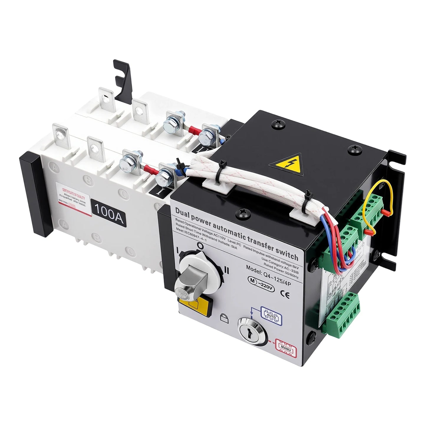 100A/4P Dual Power, Automatic Transfer Switch, 110V,