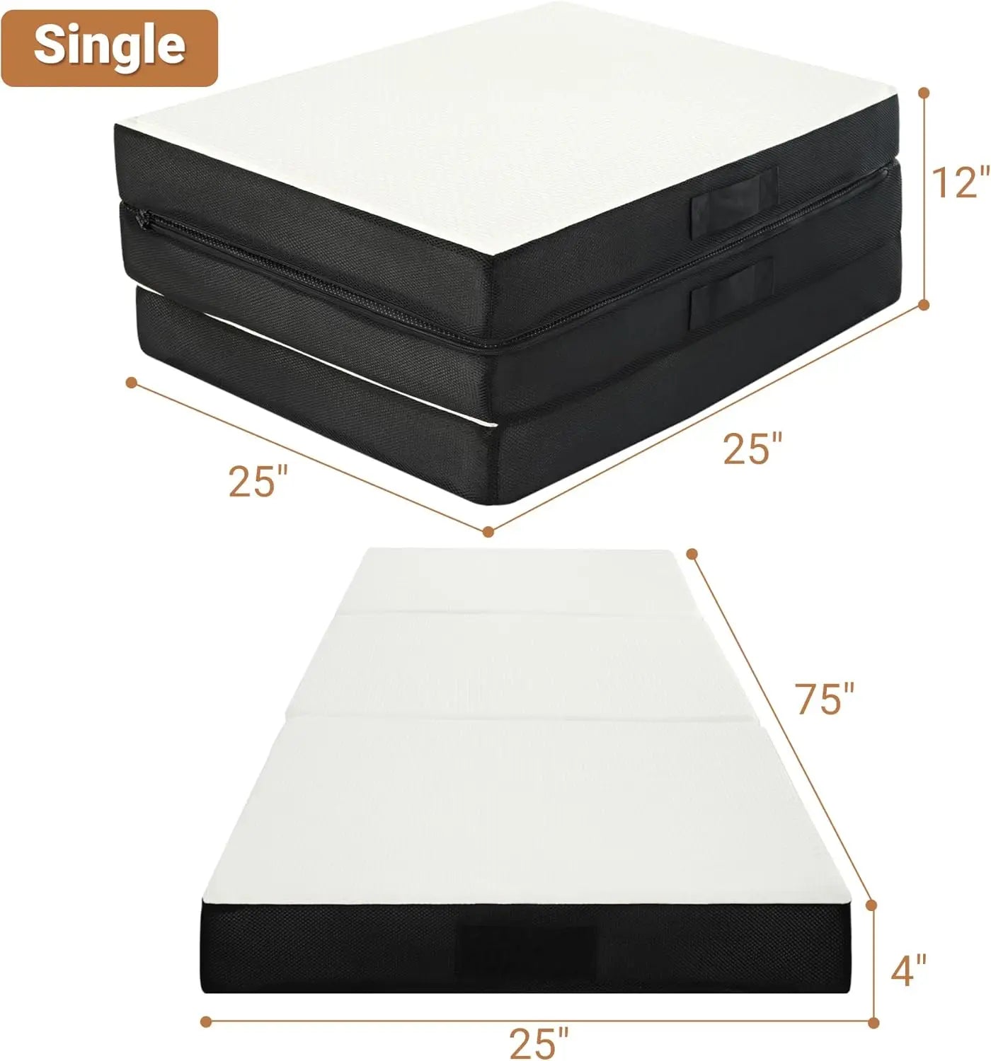 Foldable Memory Foam Mattress, 4 Inch