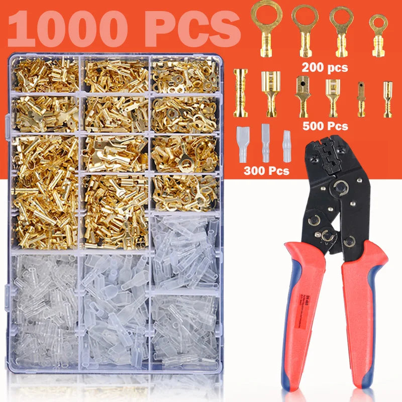 Assorted Electrical Wire Terminals and Crimp tool