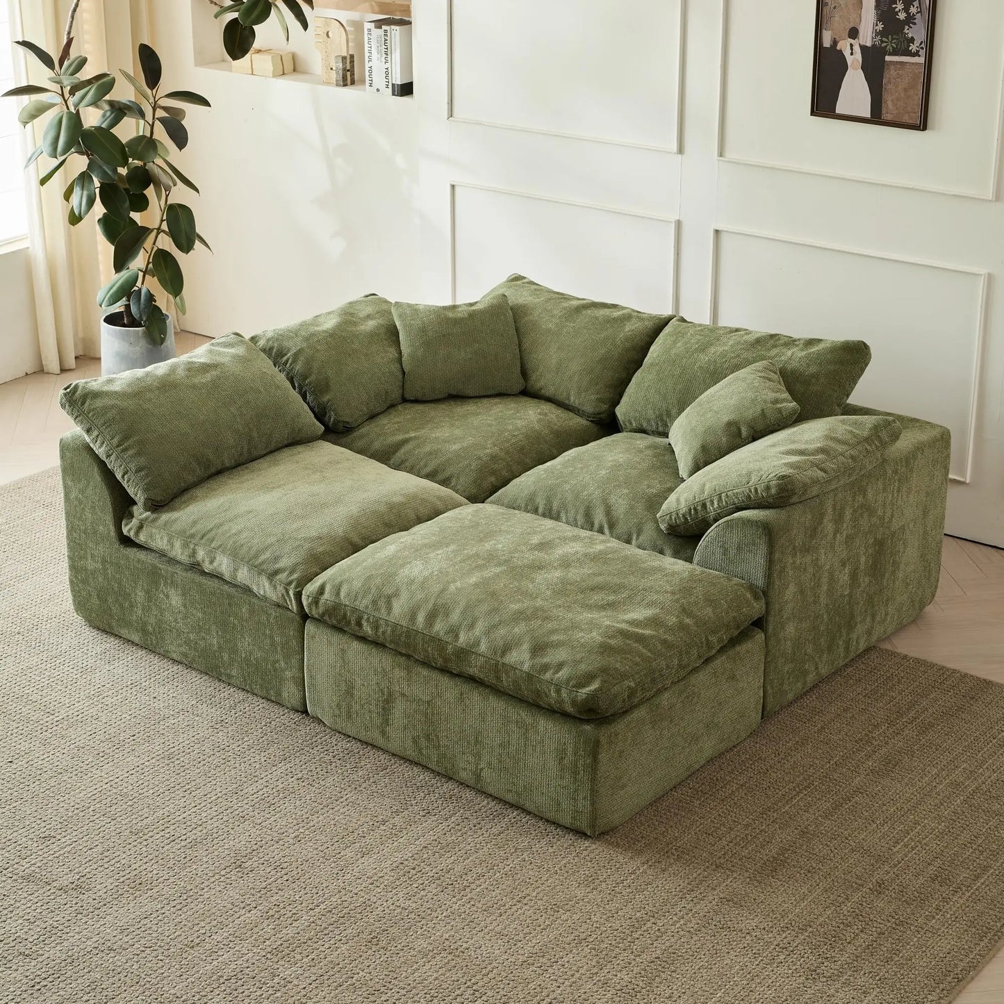 L-Shaped Modular Sectional with Ottoman