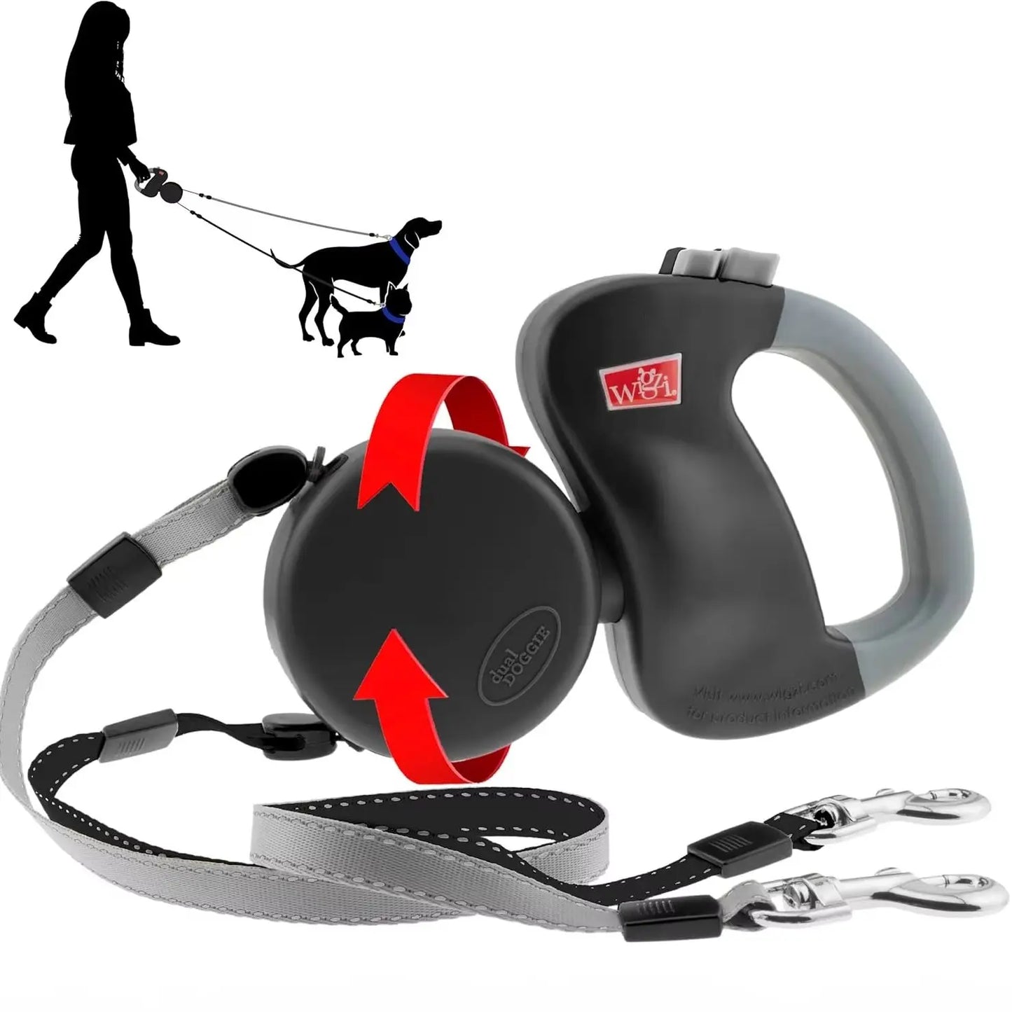 Self-Retracting Pet Leash with Dual Heads