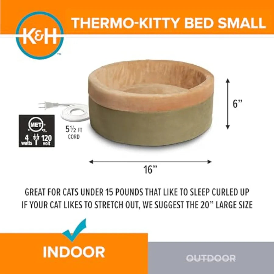 Heated Cat Bed for Indoor Cats, Dogs