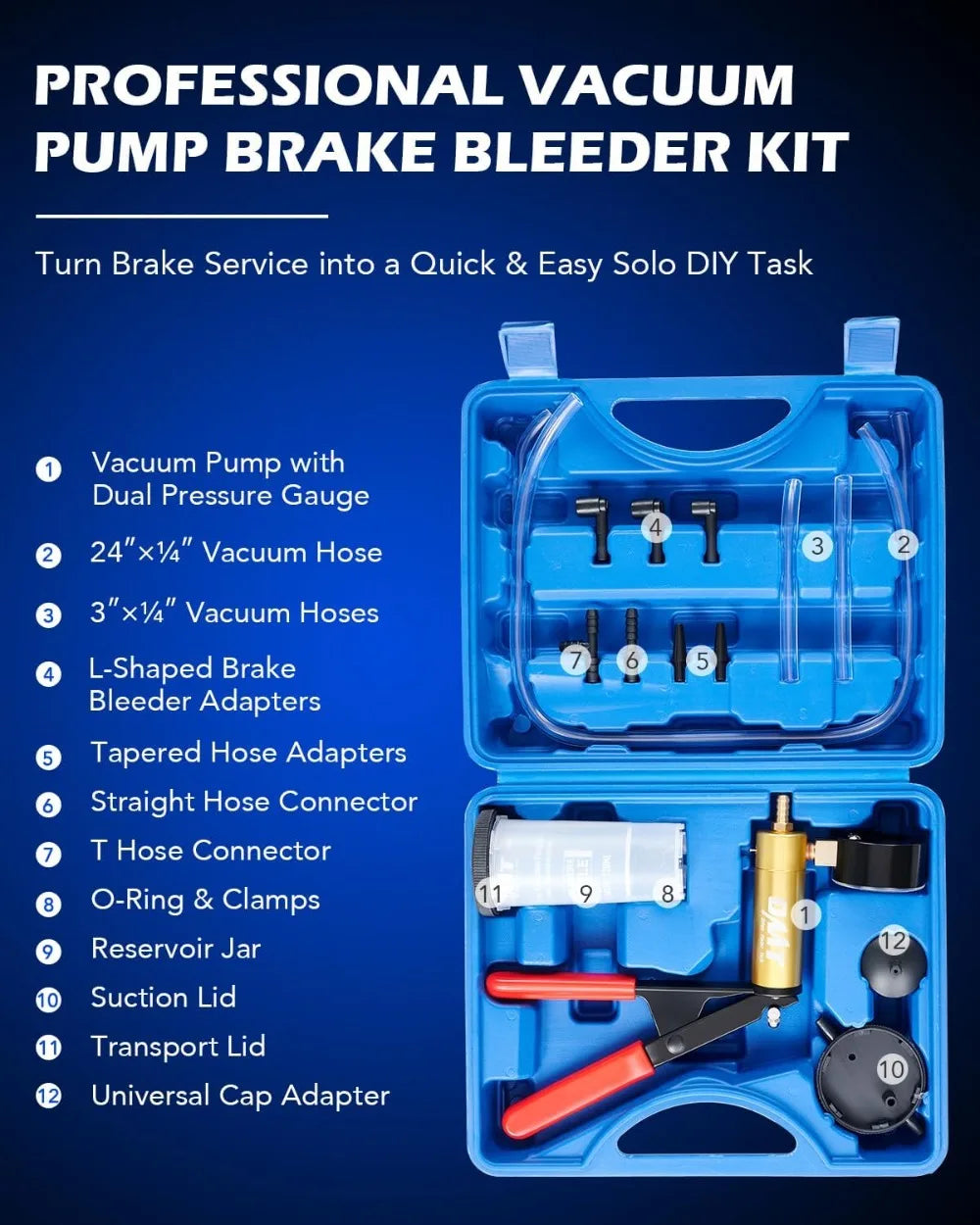 Brake Bleeder Kit with Hand Vacuum Pump