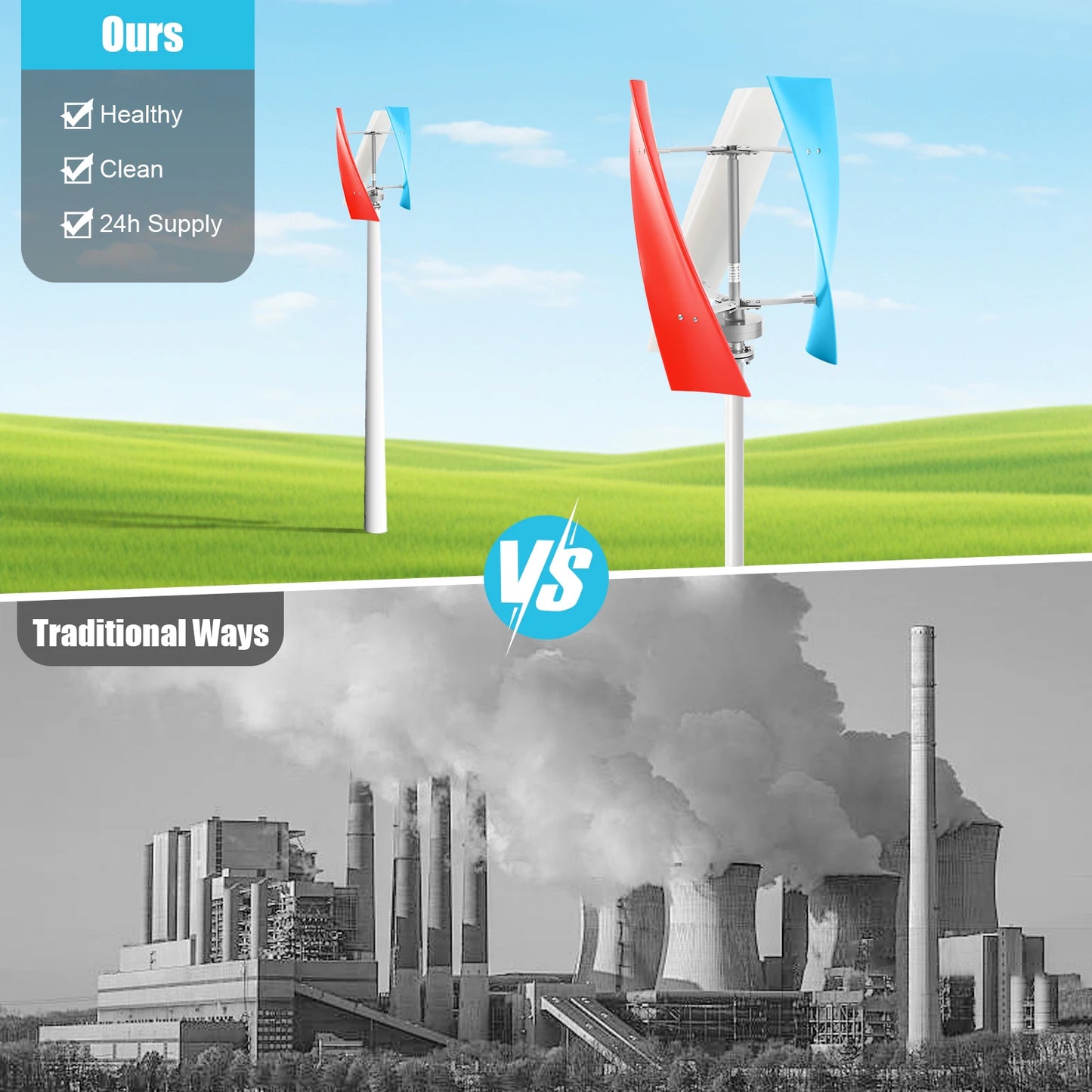 24V 400W Vertical Wind Turbine, Vertical Axis