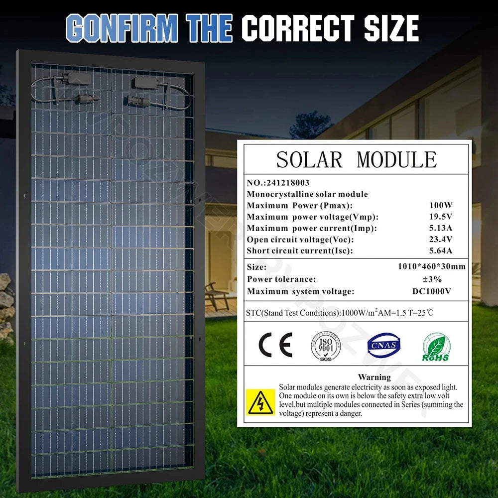 Bifacial Solar Panels 100W 3/6 Pcs