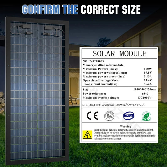 Bifacial Solar Panels 100W 3/6 Pcs