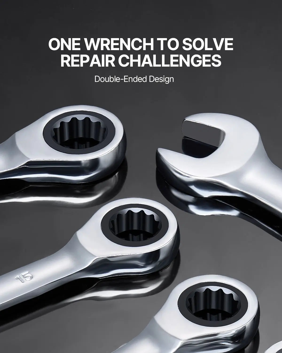 Combination Wrench Set, 8-Piece Ratcheting Metric