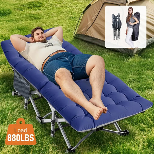 Folding Camping Cot with Pad