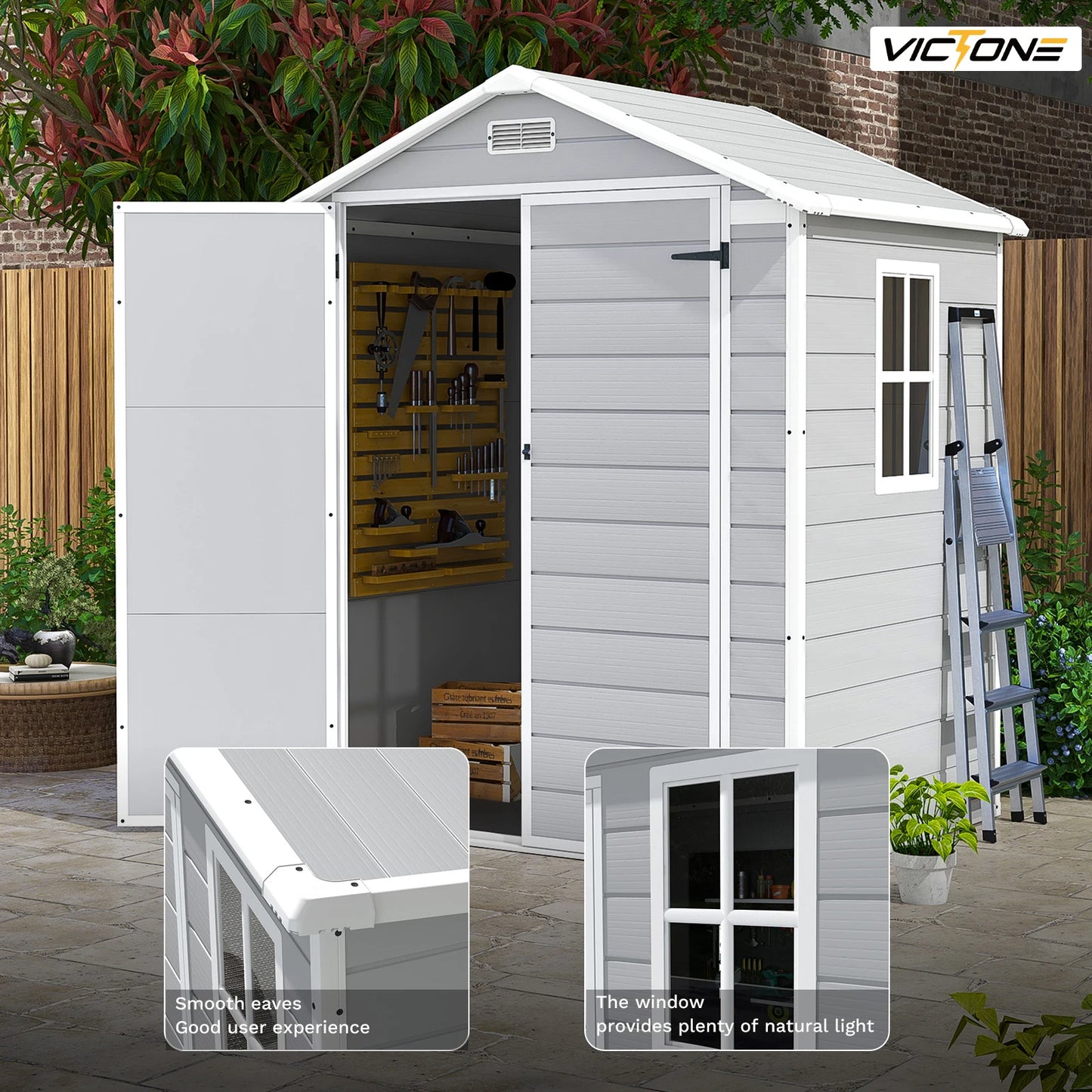 6' x 4' Plastic Storage Shed with Floor