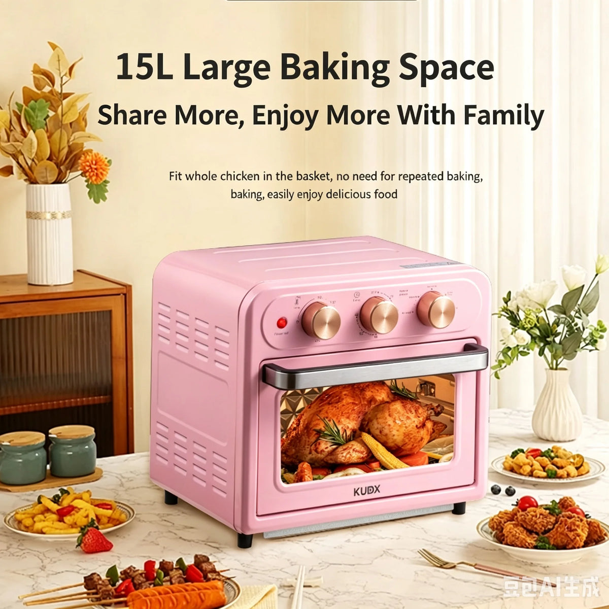 15L Visible Air Fryer Oven Retro