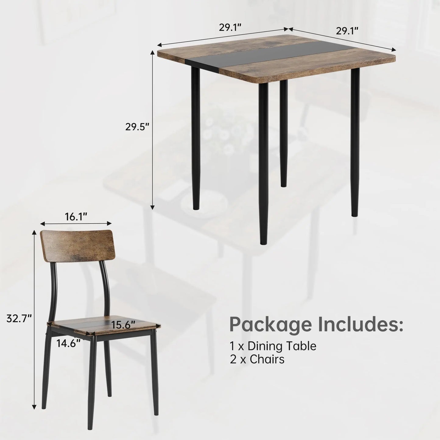 3-Piece Dining Table Set