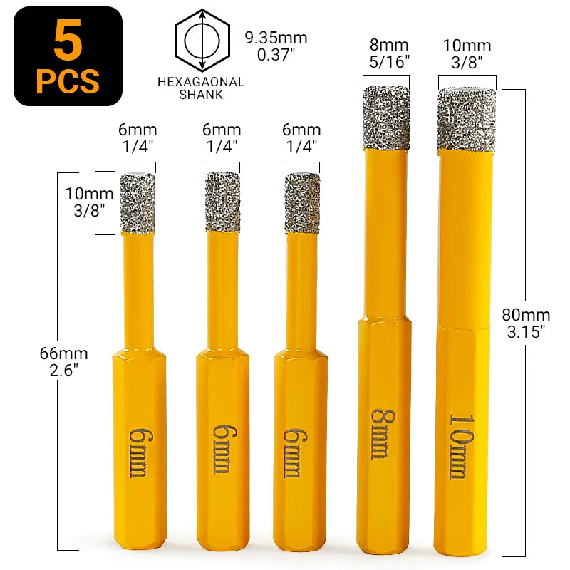 5PCS Diamond Drill Bit Set