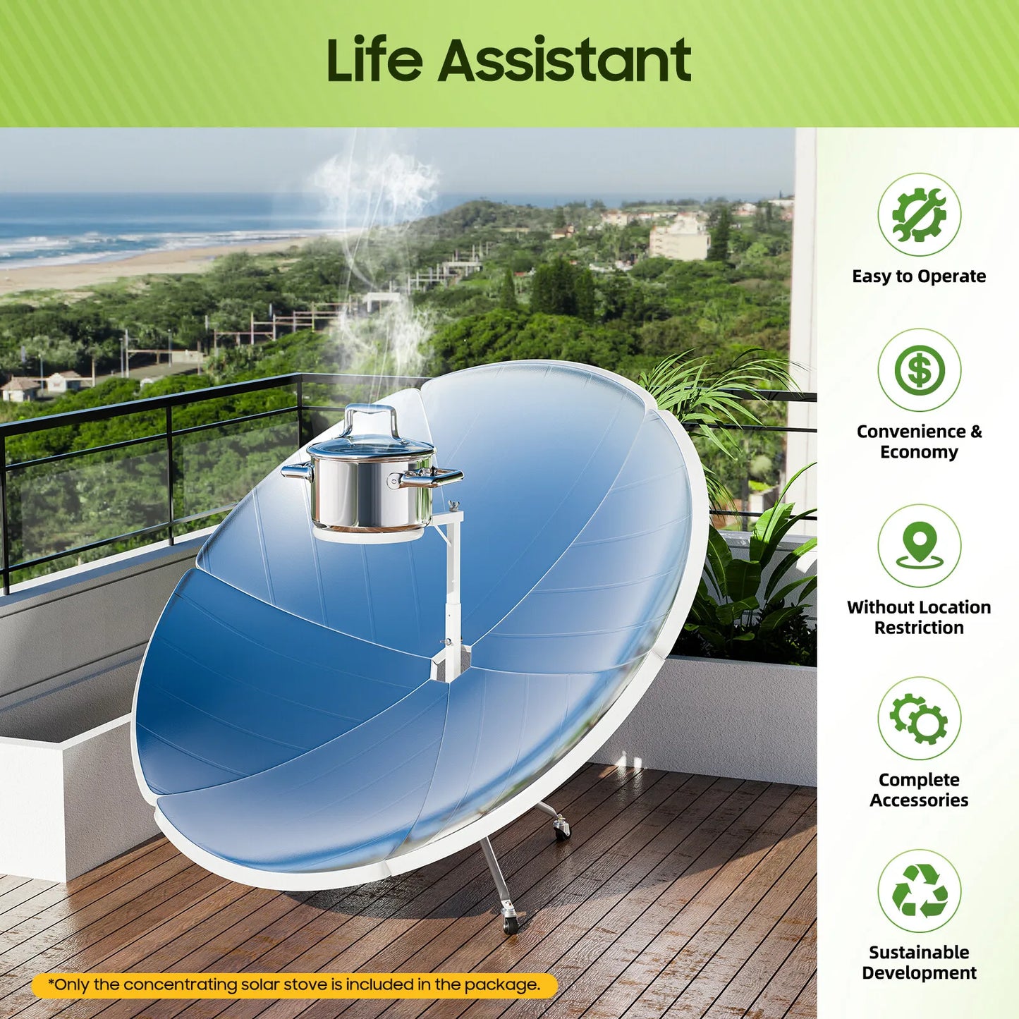 Portable Parabolic Solar Cooker 1500W