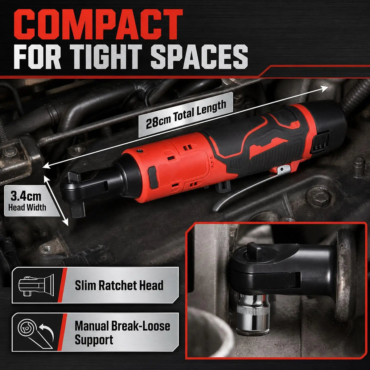 3/8" Electric Ratchet Wrench Set 12V