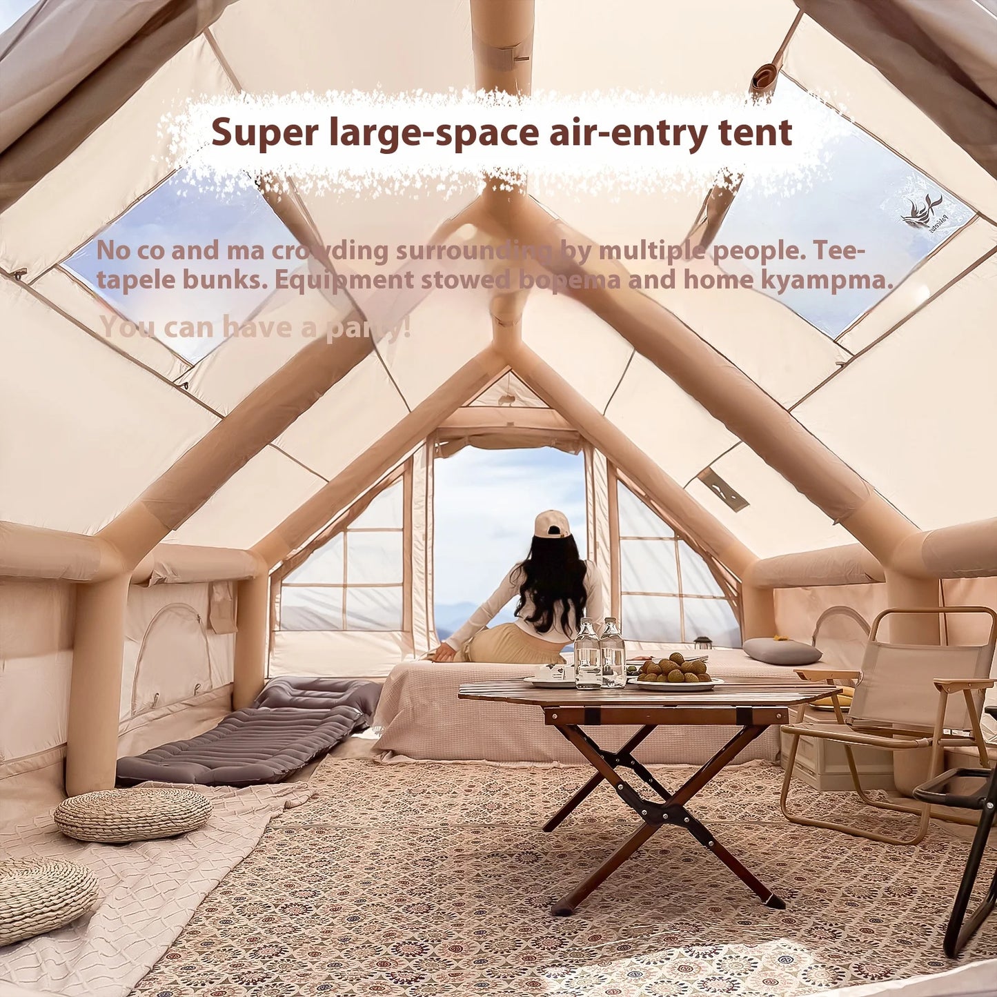 Inflatable , Luxury Camping Tents With Stove Plug
