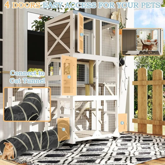 64 Large Wooden Cat Enclosure