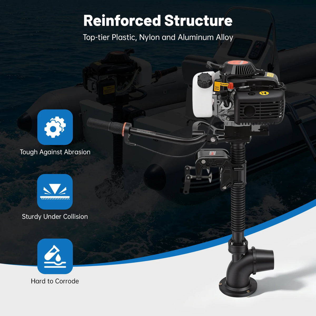 Gasoline Outboard Motor, 4-Stroke 4HP Jet Pump