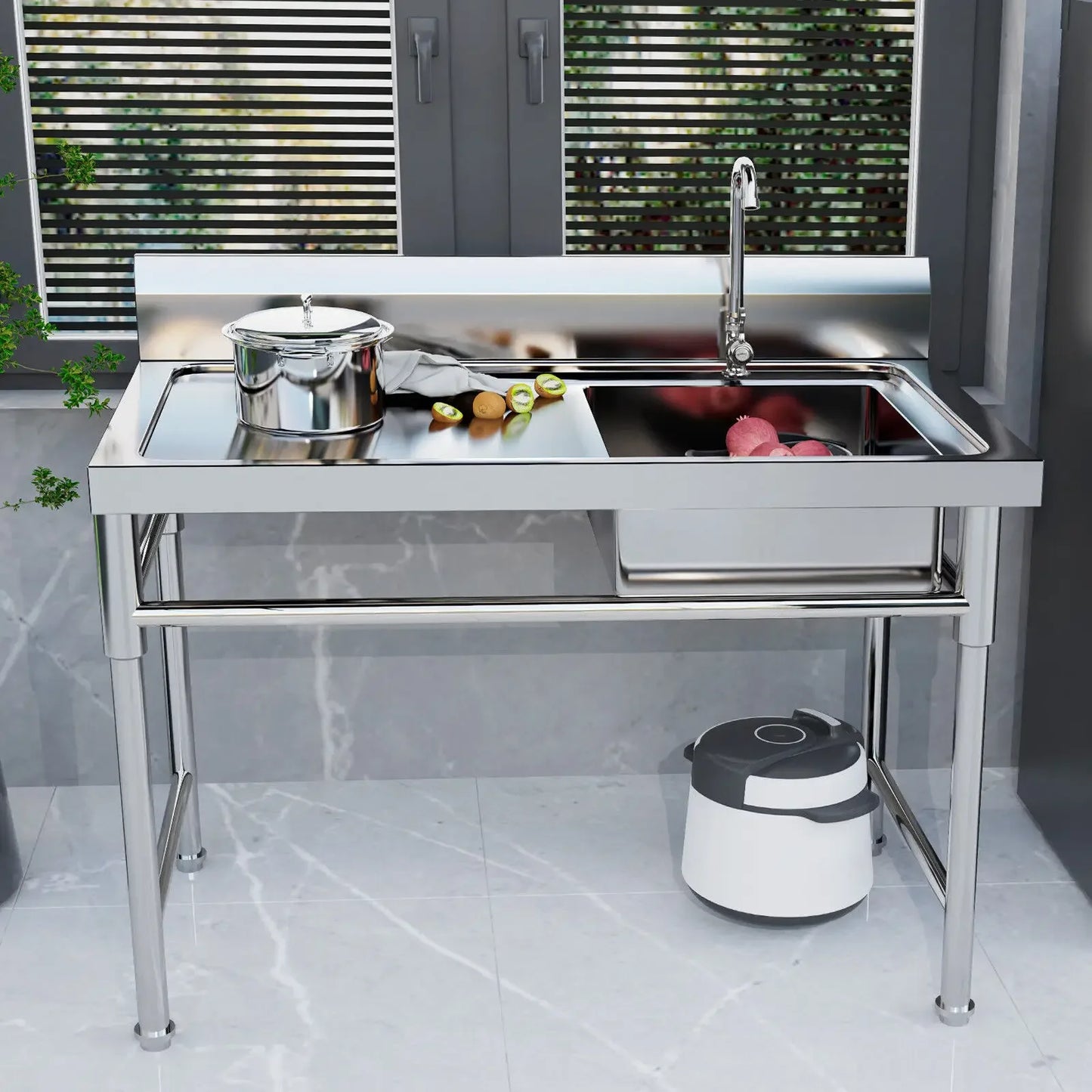 Food Prep Table W/Sink and Faucet
