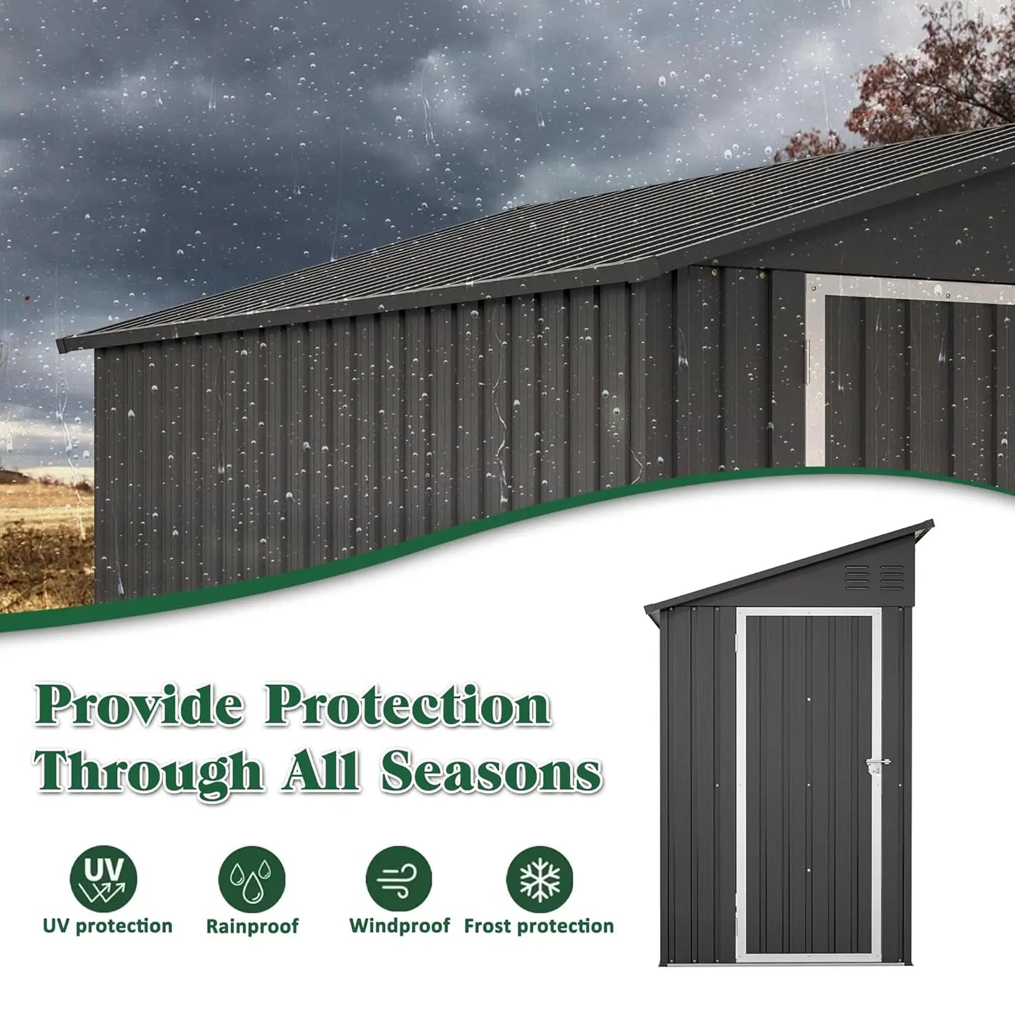 4x8 FT Metal Storage Shed Lean to
