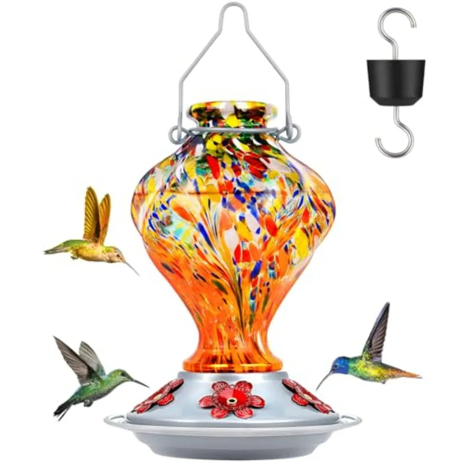 Hummingbird Feeder, Hand Blown Glass