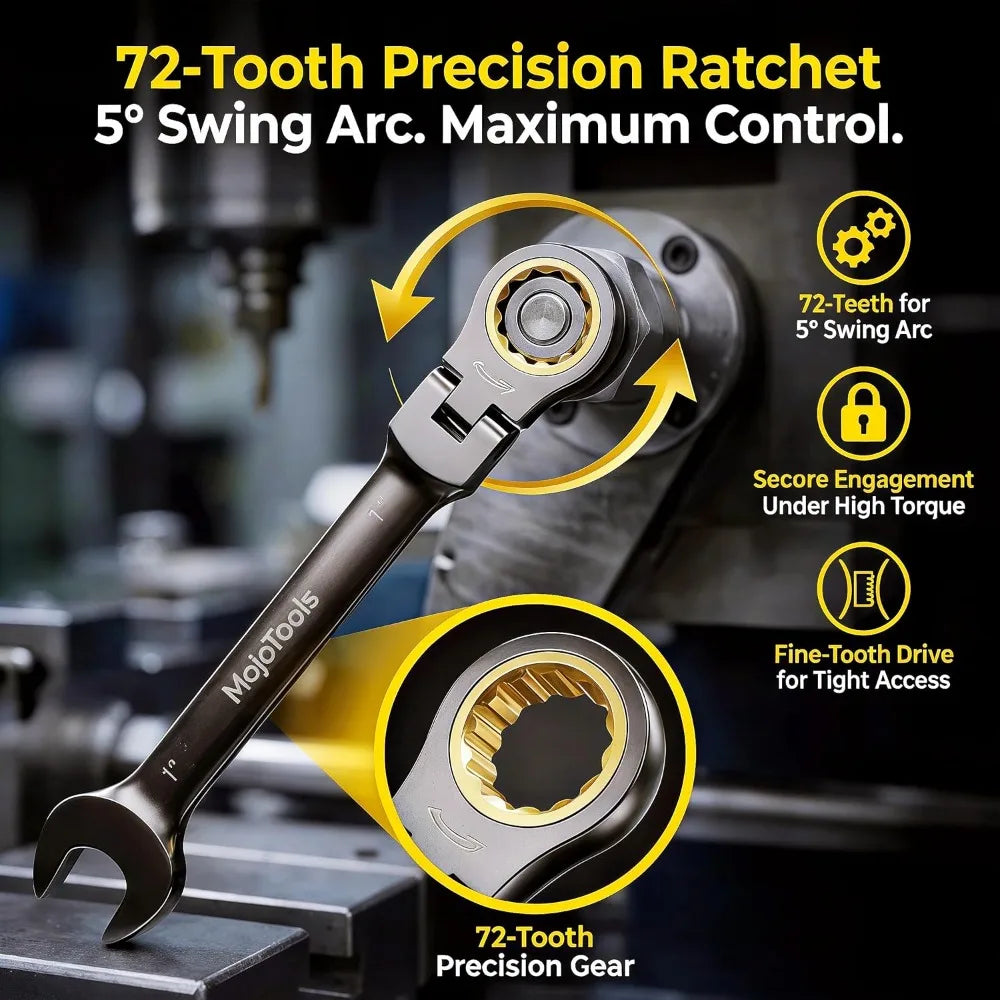 15-Piece SAE Ratcheting Wrench Set 1/4"-1",