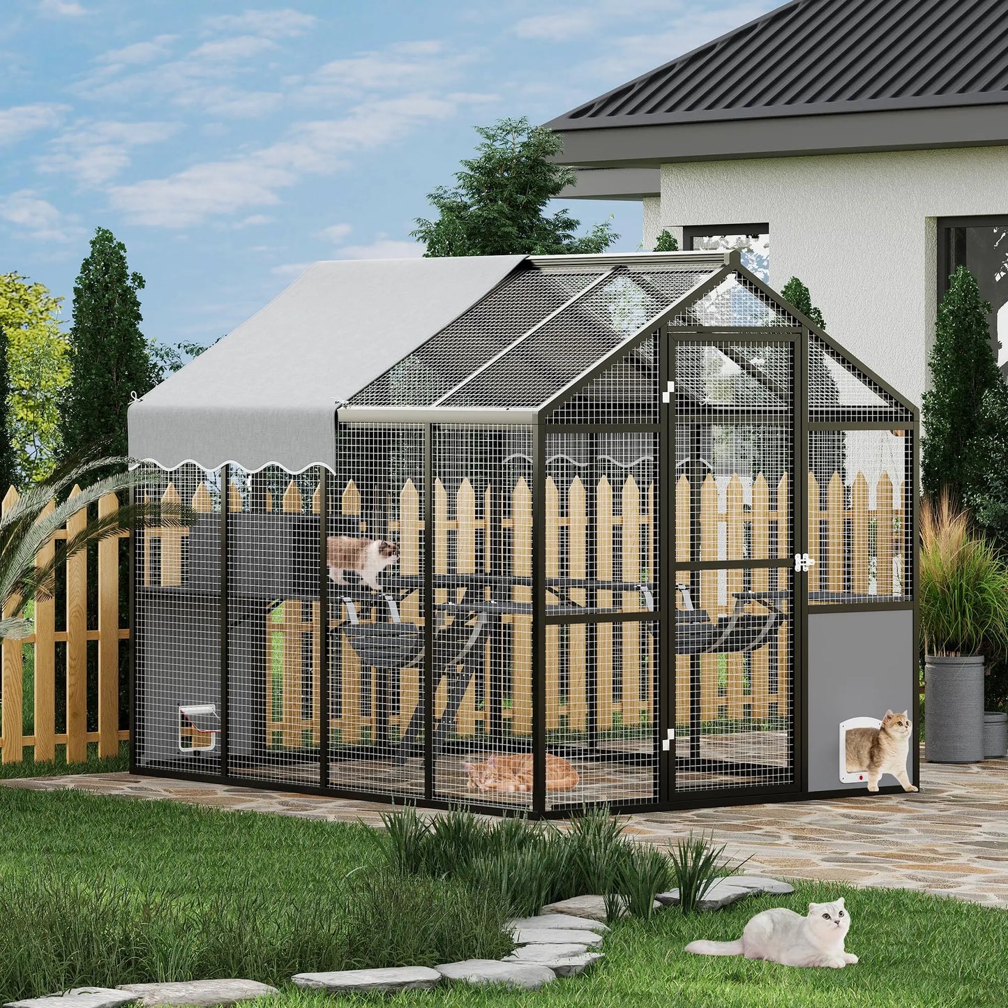 Aluminum Outdoor Catio Enclosure For Multiple Cats