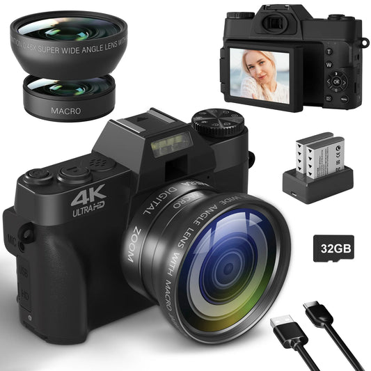 4K WIFI Webcam / Camcorder 3 Inch Flip Screen Wide Angle Lens