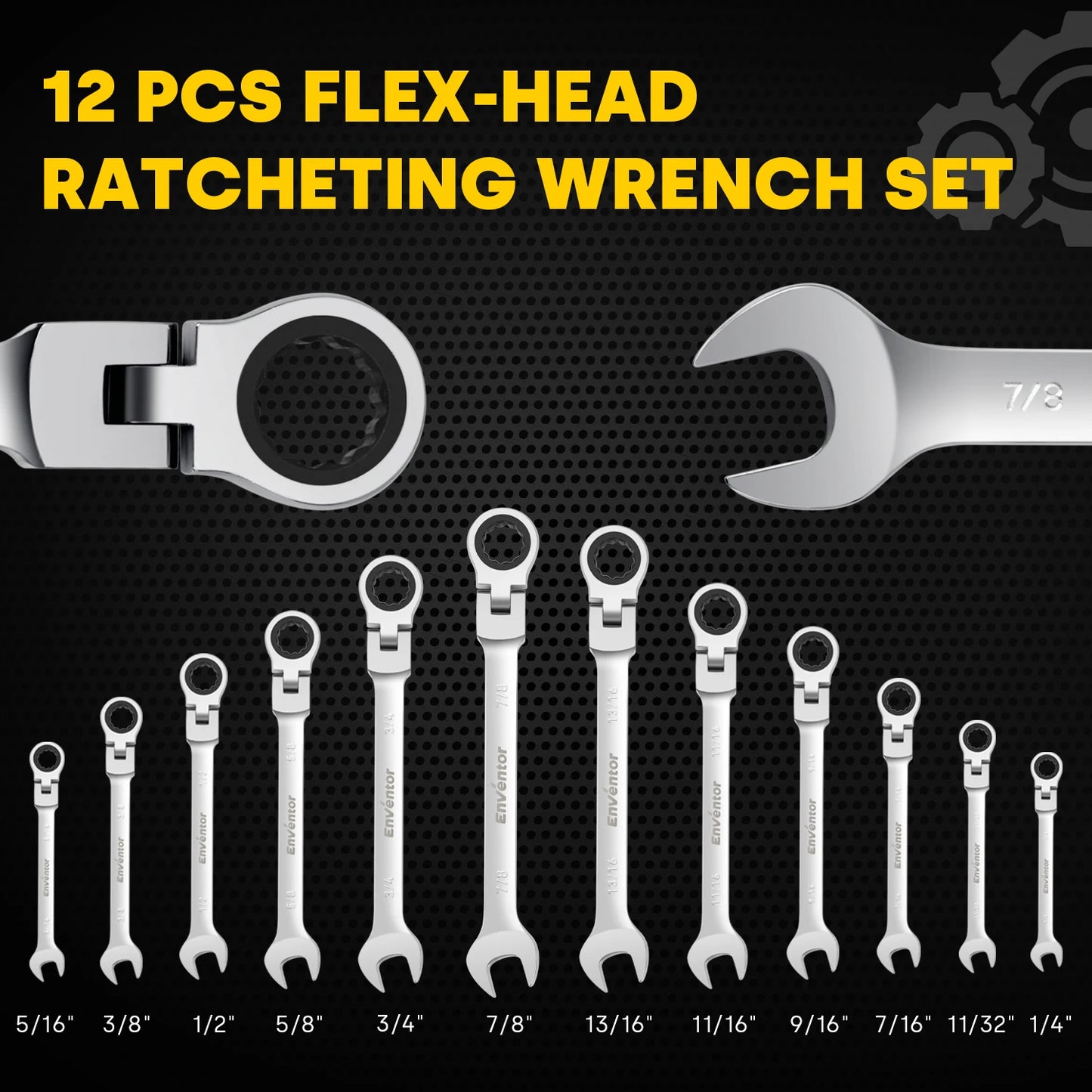 12 Pieces Ratcheting Wrench Set SAE