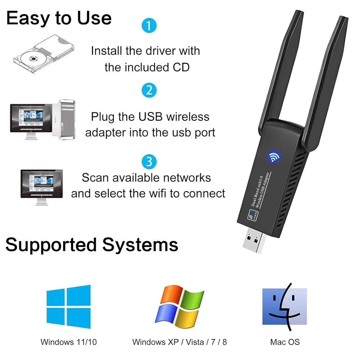 1300Mbps USB 3 0 WiFi Adapter
