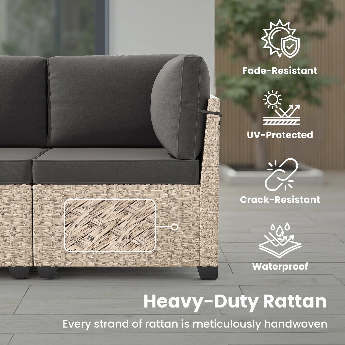 7-Piece Patio Furniture Set, Outdoor Rattan