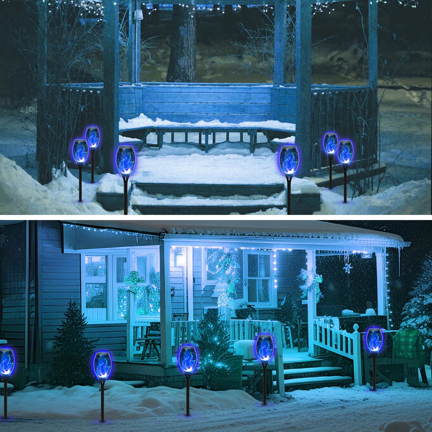 8 Pack Solar Lights Outdoor Blue