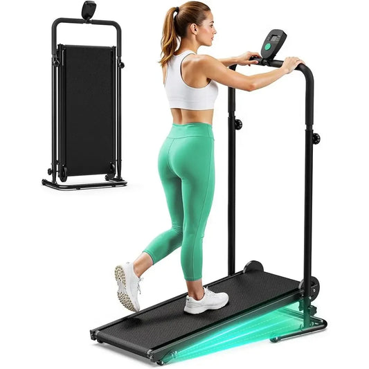 Foldable Manual Treadmill with Adjustable Incline