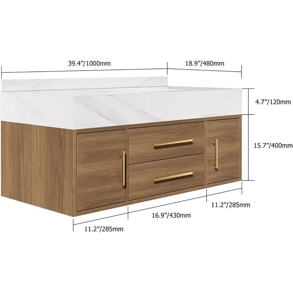 Modern 39" Floating Bathroom Vanity Set