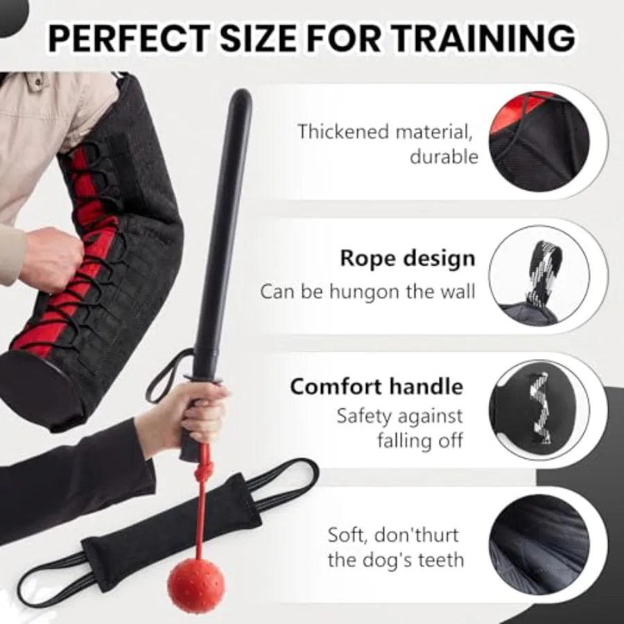 Dog Training Kit with Bite Sleeve, Tug Toy, Training Stick Rubber Ball on Rope