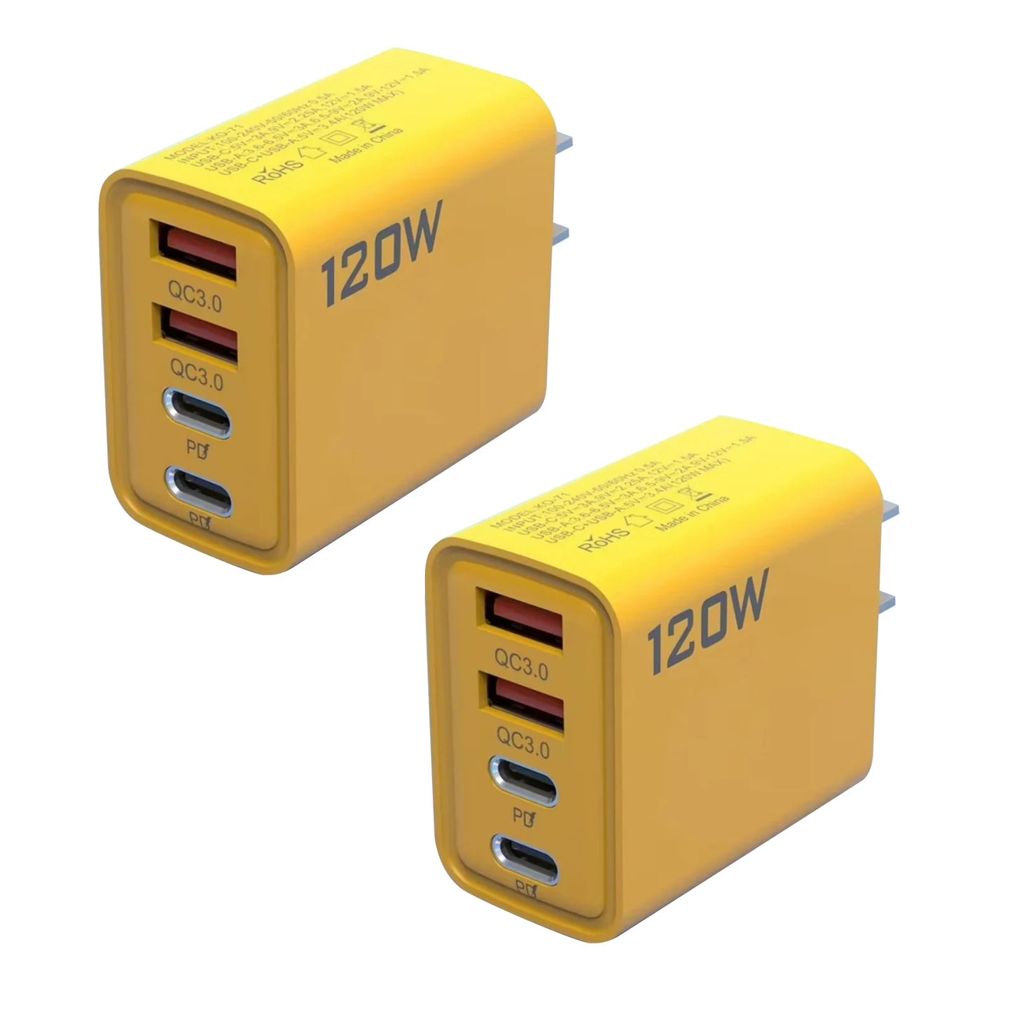 2Pack 120W 4 Port USB Type C  Charger
