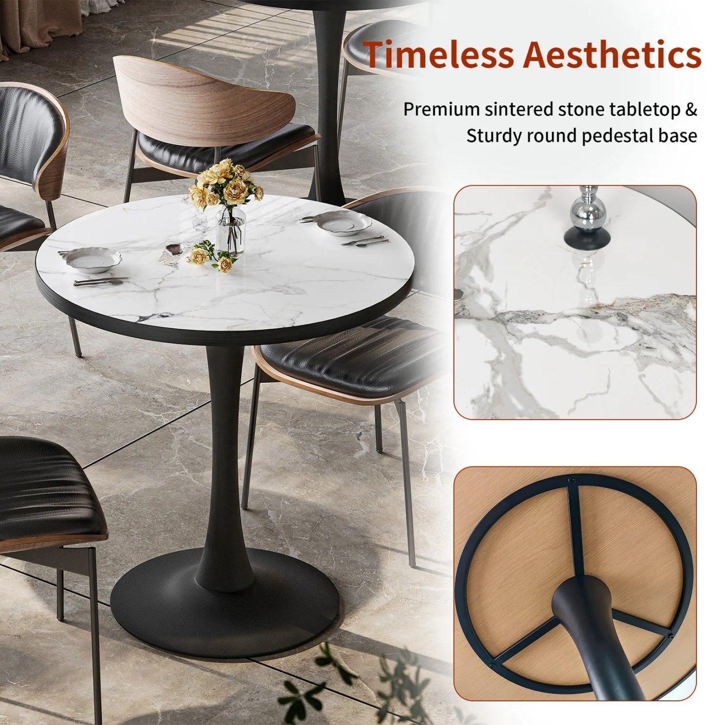 77cm Round Dining Table Chairs Not Included