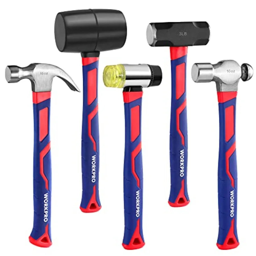 5-Piece Hammer, Fiberglass Handle Set