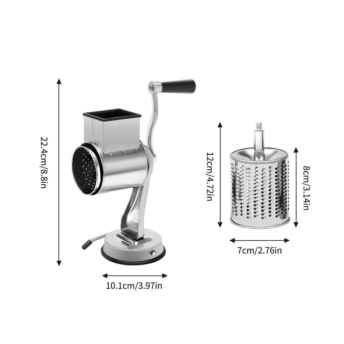 Rotary Grater W/5 Blades Stainless Steel Manual