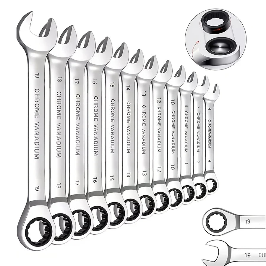 12pcs Combination  Metric Ratchet Wrench Set