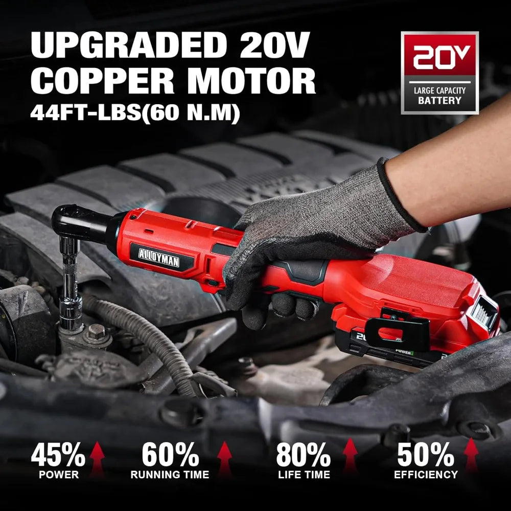 20V Cordless Ratchet Wrench 44 ft-lbs & Impact Wrench 516 ft-lbs