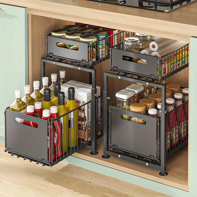 2 Tier Slide Out Cabinet Organizer