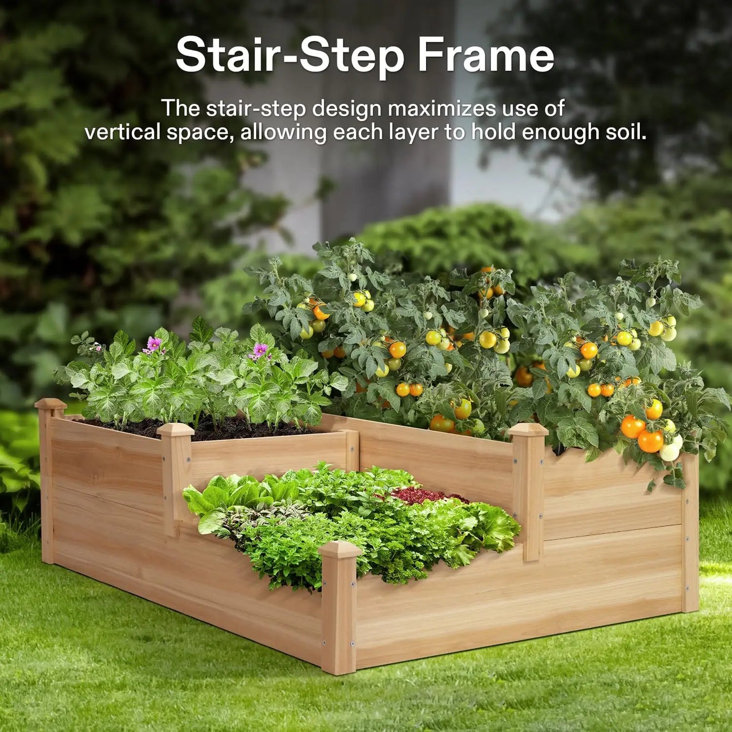 3-Tier Wooden Raised Garden Bed